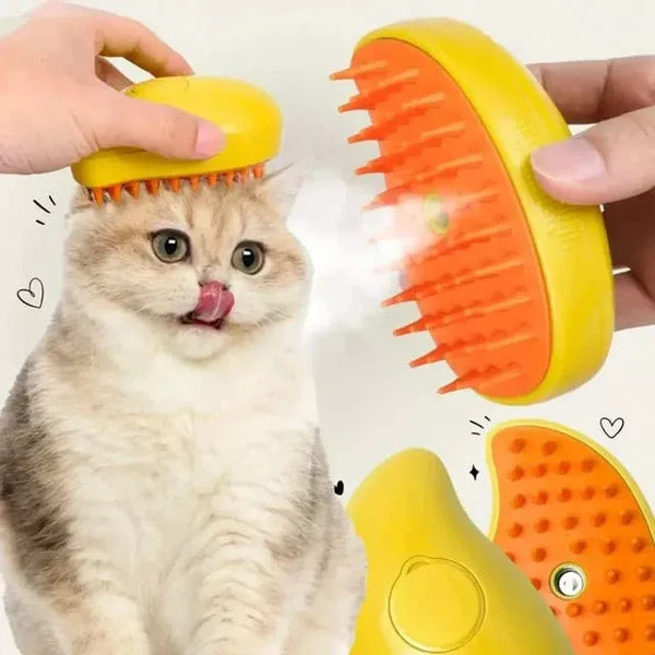 Cepillo a Vapor 3 en 1 para Perros y Gatos / Elimina Pelo, Limpia y Masajea