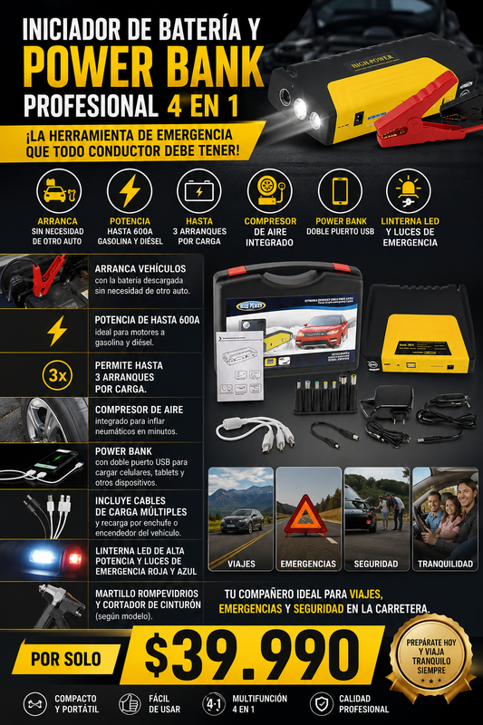 INICIADOR DE BATERÍA 4 en 1