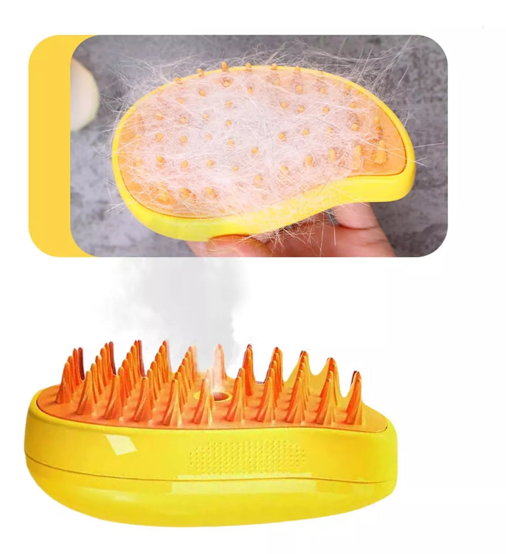 Cepillo a Vapor 3 en 1 para Perros y Gatos / Elimina Pelo, Limpia y Masajea