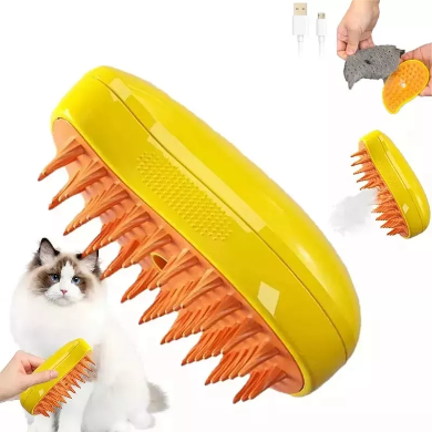 Cepillo a Vapor 3 en 1 para Perros y Gatos / Elimina Pelo, Limpia y Masajea