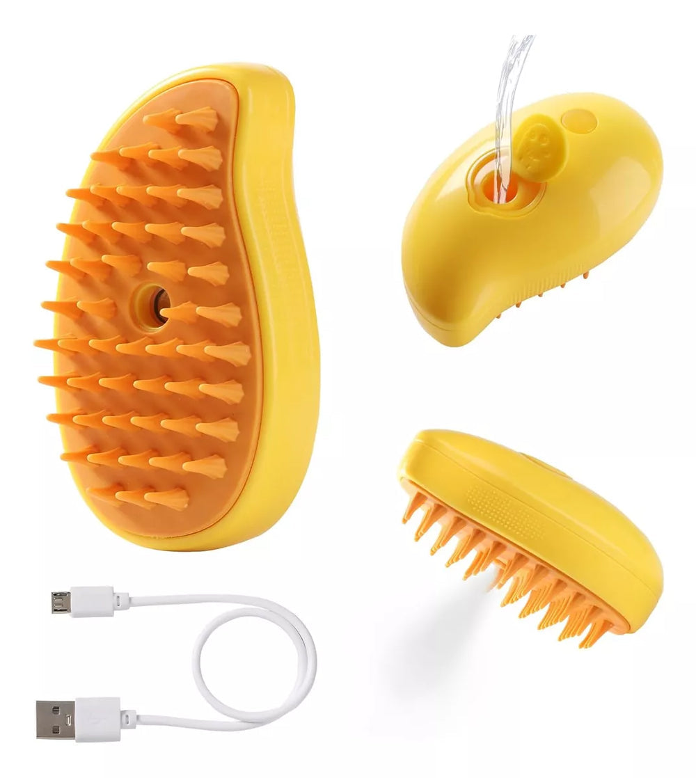 Cepillo a Vapor 3 en 1 para Perros y Gatos / Elimina Pelo, Limpia y Masajea