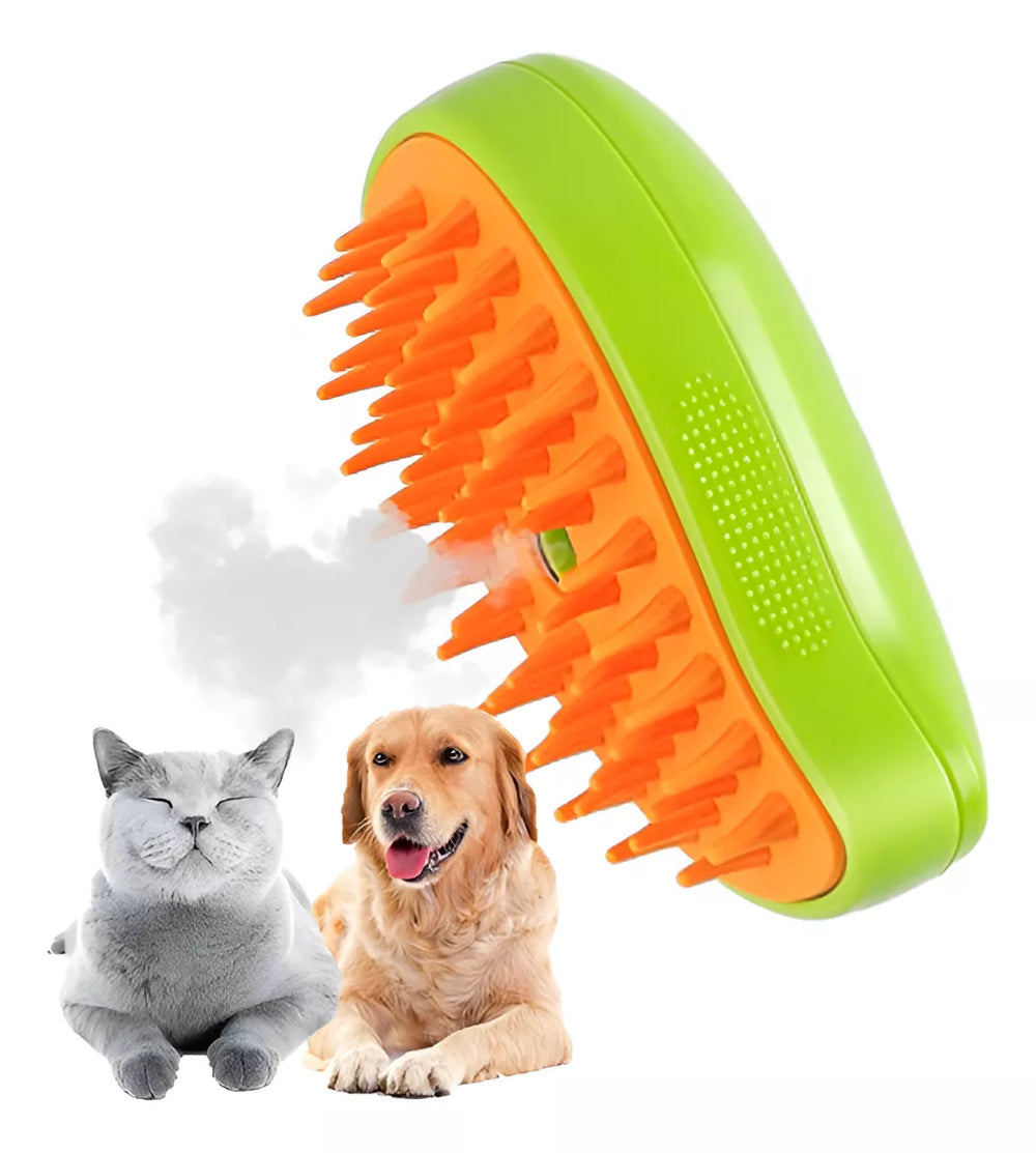 Cepillo a Vapor 3 en 1 para Perros y Gatos / Elimina Pelo, Limpia y Masajea