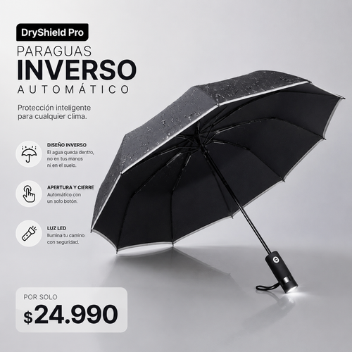 DryShield Pro: Paraguas Inverso Automático